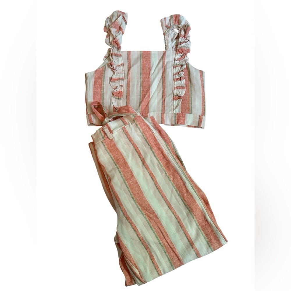Paisley lane Striped Ruffle Crop Top and Pants Set size:8